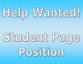 Blue Background, Text: Help Wanted! Student Page Position