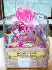 Basket #66 Hoof N’ Paw & Jeans Dog Basket, Assorted Dog Treats And Toys