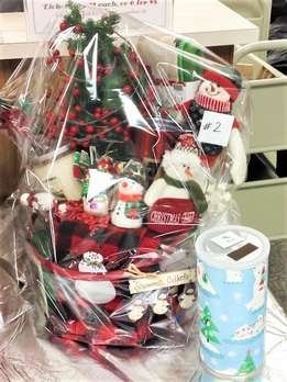 “Team Snowman” Raffle Basket Filled With Various Snowman Themed Decorative Items