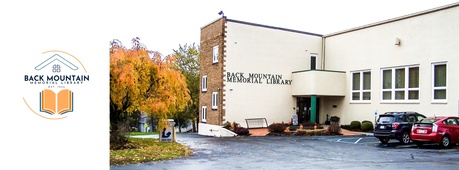 Back Mountain Memorial Library Entrance View Fall, BMML Logo Left