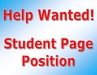 Background: Blue And White Gradient, Top Text: Help Wanted!, Bottom Text: Student Page Position